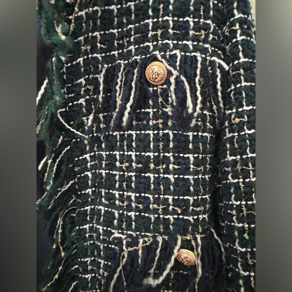 JOA Fringed Tweed Jacket Size Medium XS - Picture 9 of 12
